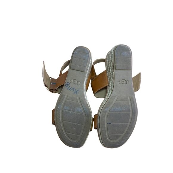 UGG Navee Cognac Espadrille Wedge Sandal Womens Size 7 - Picture 6 of 6